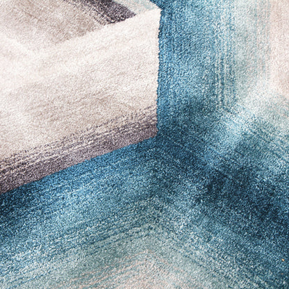 Handmade Wool Rug Tuft Weaving, Sustainable Contemporary Design Carpet, Blue, Black, Grey Colors, Irregular Shape, Custom Made On-Demand in Turkiye_ETUGENE_Cascade-001-J-Motif