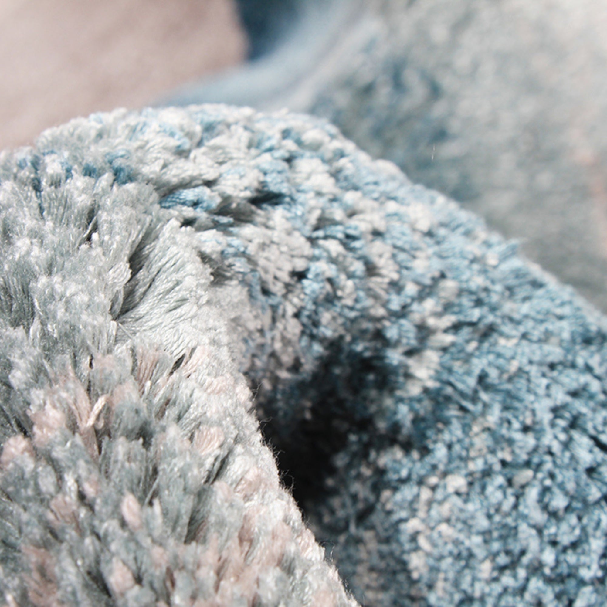 Handmade Wool Rug Tuft Weaving, Sustainable Contemporary Design Carpet, Blue, Black, Grey Colors, Irregular Shape, Custom Made On-Demand in Turkiye_ETUGENE_Cascade-001-J-Tuft