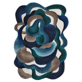 Handmade Wool Rug Tuft Weaving, Sustainable Contemporary Design Carpet, Blue Brown Green White Colors, Irregular Shape, Custom Made On-Demand in Turkiye_ETUGENE_Cell-001-V