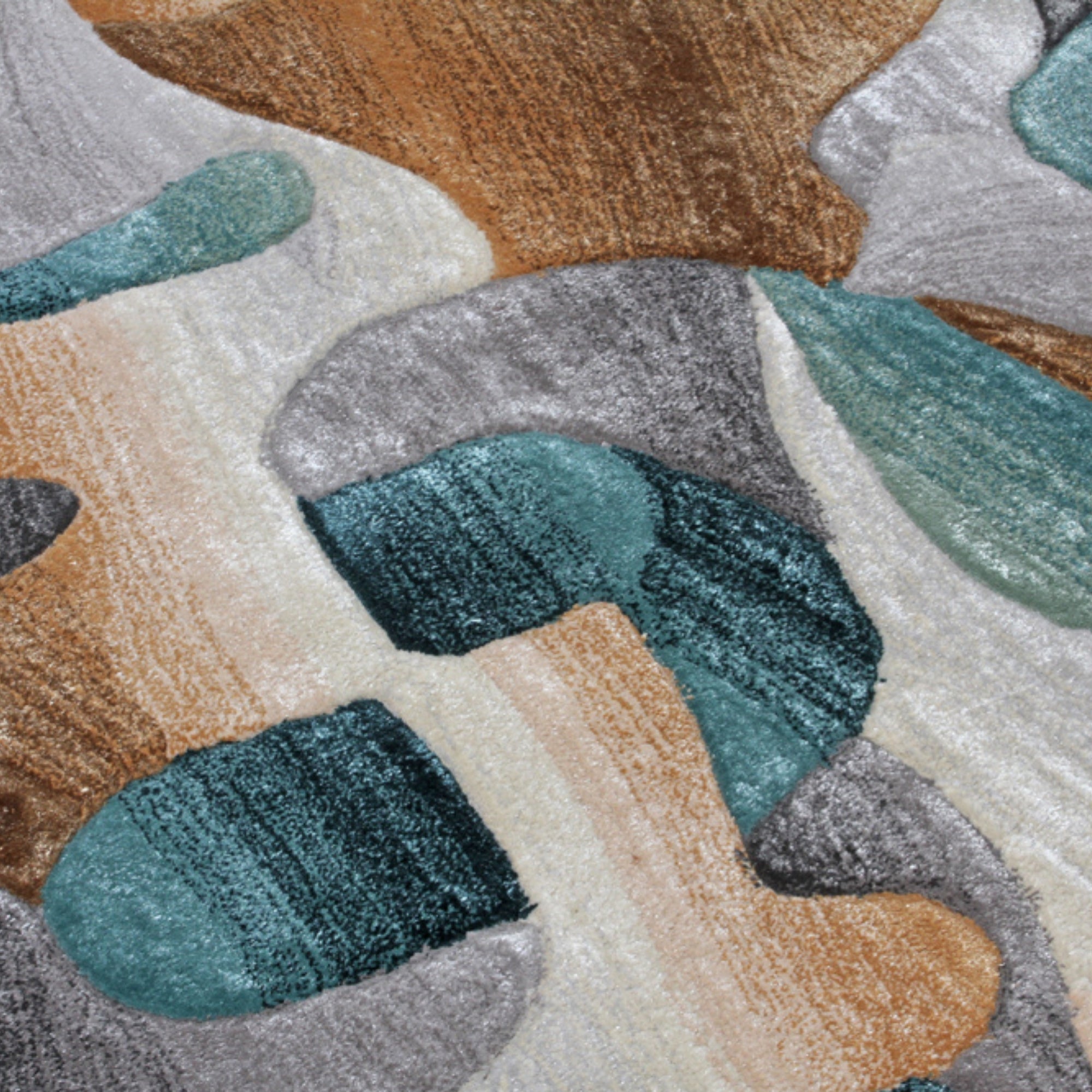 Handmade Wool Rug Tuft Weaving, Sustainable Contemporary Design Carpet, Blue Brown Grey Colors, Irregular Shape, Custom Made On-Demand in Turkiye_ETUGENE_Cell-002-T-Motifs