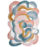 Handmade Wool Rug Tuft Weaving, Sustainable Contemporary Design Carpet, Blue Gold White Pink Colors, Irregular Shape, Custom Made On-Demand in Turkiye_ETUGENE_Cell-001-MX