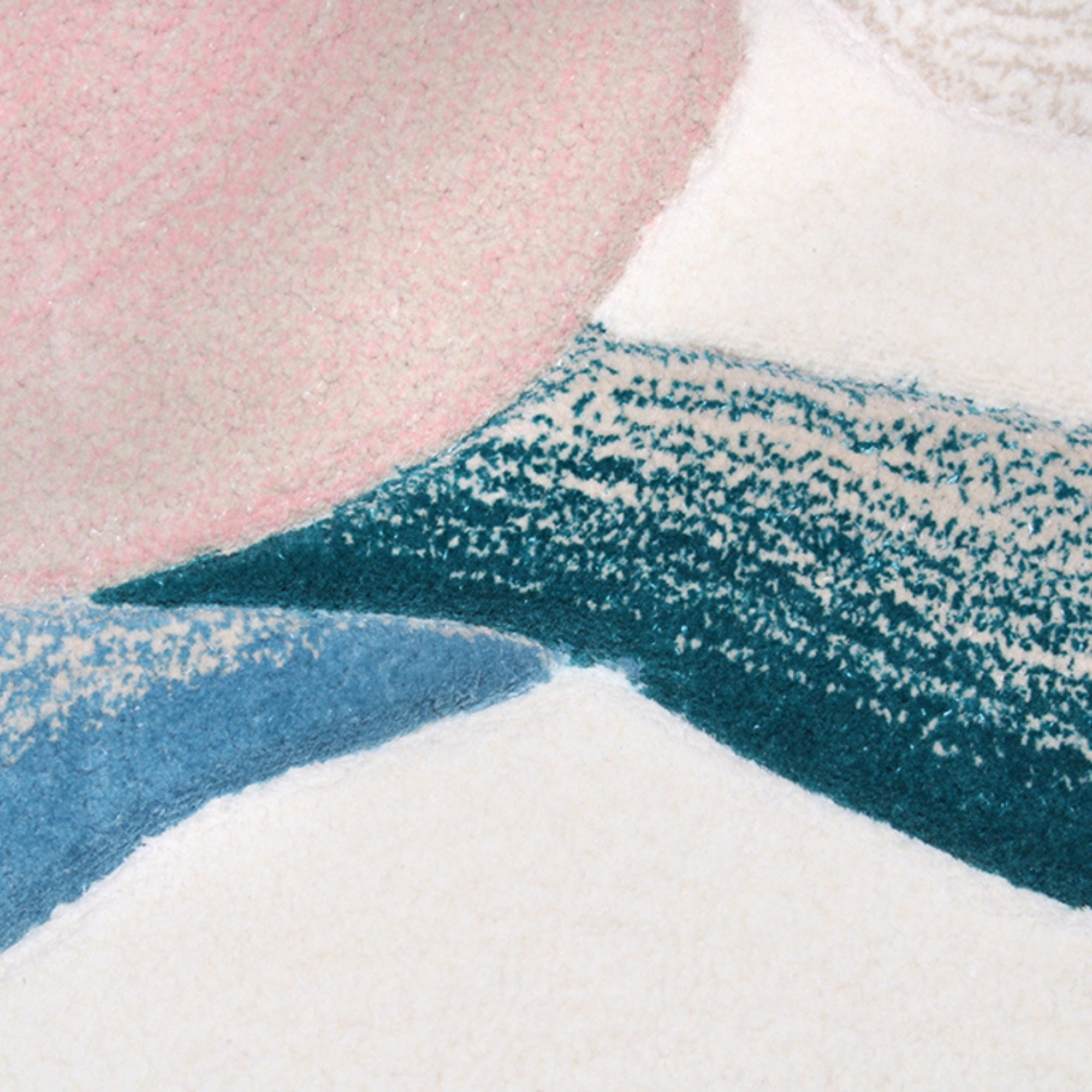 Handmade Wool Rug Tuft Weaving, Sustainable Contemporary Design Carpet, Blue Gold White Pink Grey Colors, Irregular Shape, Custom Made On-Demand in Turkiye_ETUGENE_Cell-001-OX-Motifs