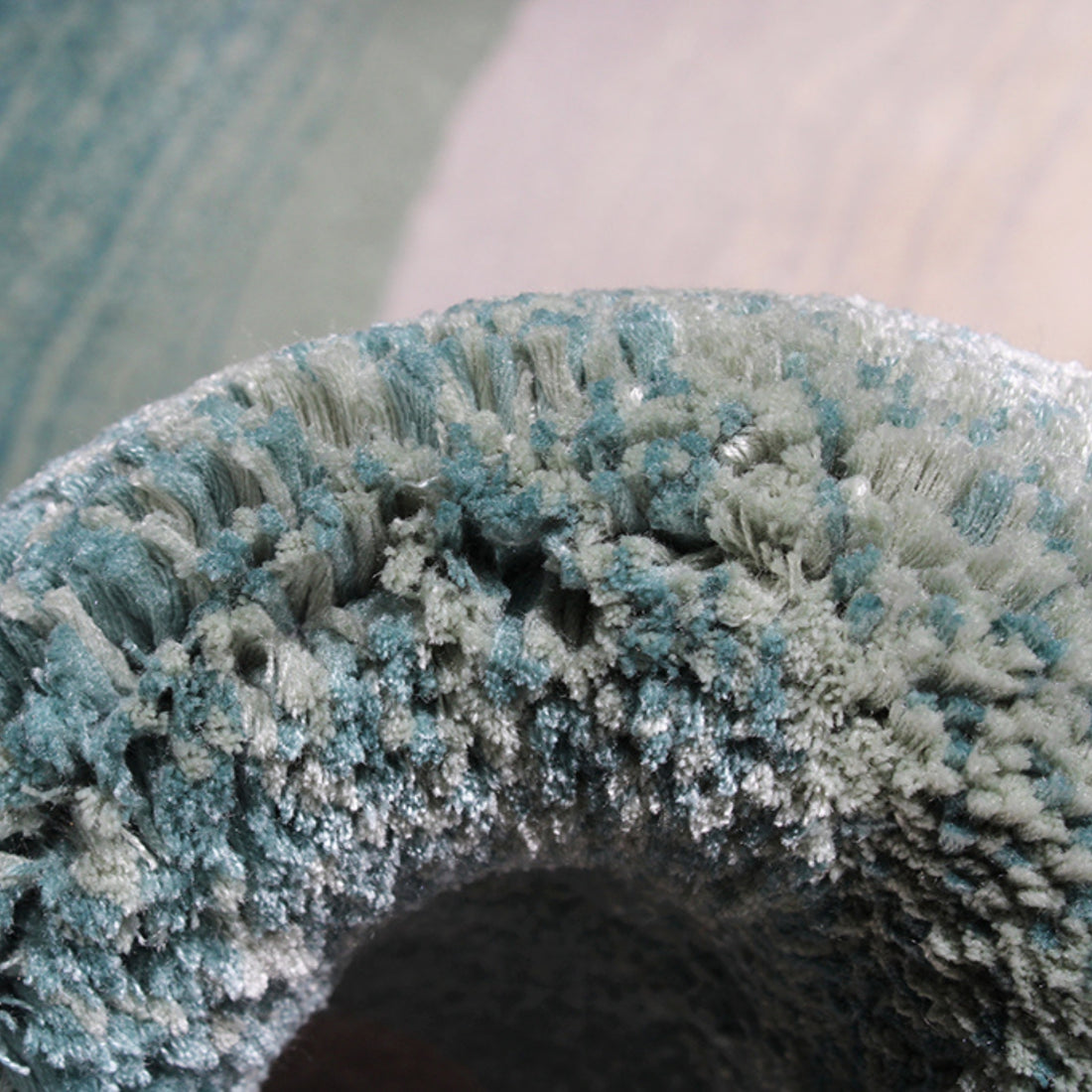 Handmade Wool Rug Tuft Weaving, Sustainable Contemporary Design Carpet, Blue Grey Black Circles, Irregular Shape, Custom Made On-Demand in Turkiye_ETUGENE_Circle-002-MV-Tuft