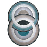 Handmade Wool Rug Tuft Weaving, Sustainable Contemporary Design Carpet, Blue Grey Black Circles, Irregular Shape, Custom Made On-Demand in Turkiye_ETUGENE_Circle-002-MV
