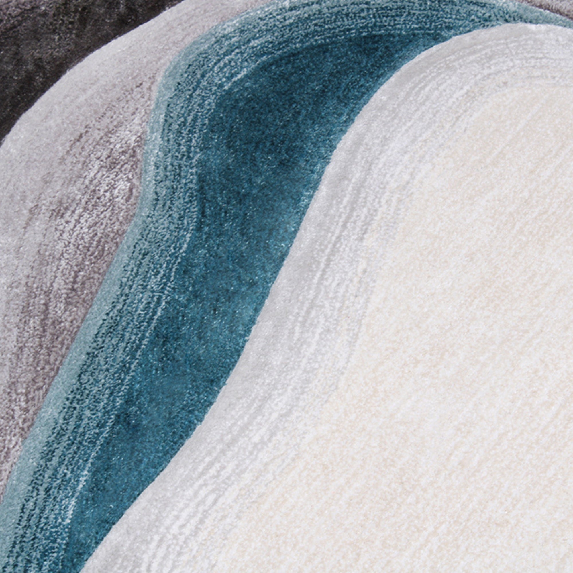 Handmade Wool Rug Tuft Weaving, Sustainable Contemporary Design Carpet, Blue Layered Round Shapes, Irregular Shape, Custom Made On-Demand in Turkiye_ETUGENE_Lava-001-J-Motifs