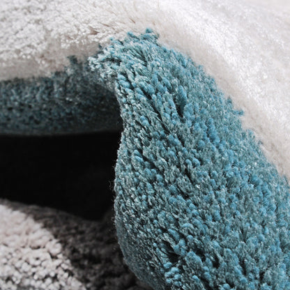 Handmade Wool Rug Tuft Weaving, Sustainable Contemporary Design Carpet, Blue Layered Round Shapes, Irregular Shape, Custom Made On-Demand in Turkiye_ETUGENE_Lava-001-J-Tuft