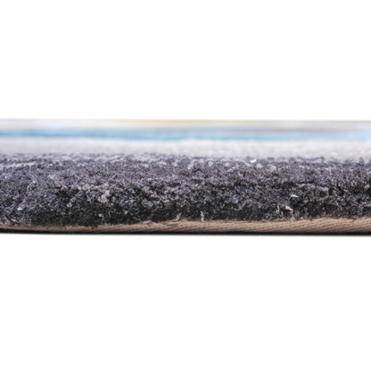 Handmade Wool Rug Tuft Weaving, Sustainable Contemporary Design Carpet, Blue Orange Grey Black Circles And Colors, Irregular Shape, Custom Made On-Demand in Turkiye_ETUGENE_Circle-001-J-Height