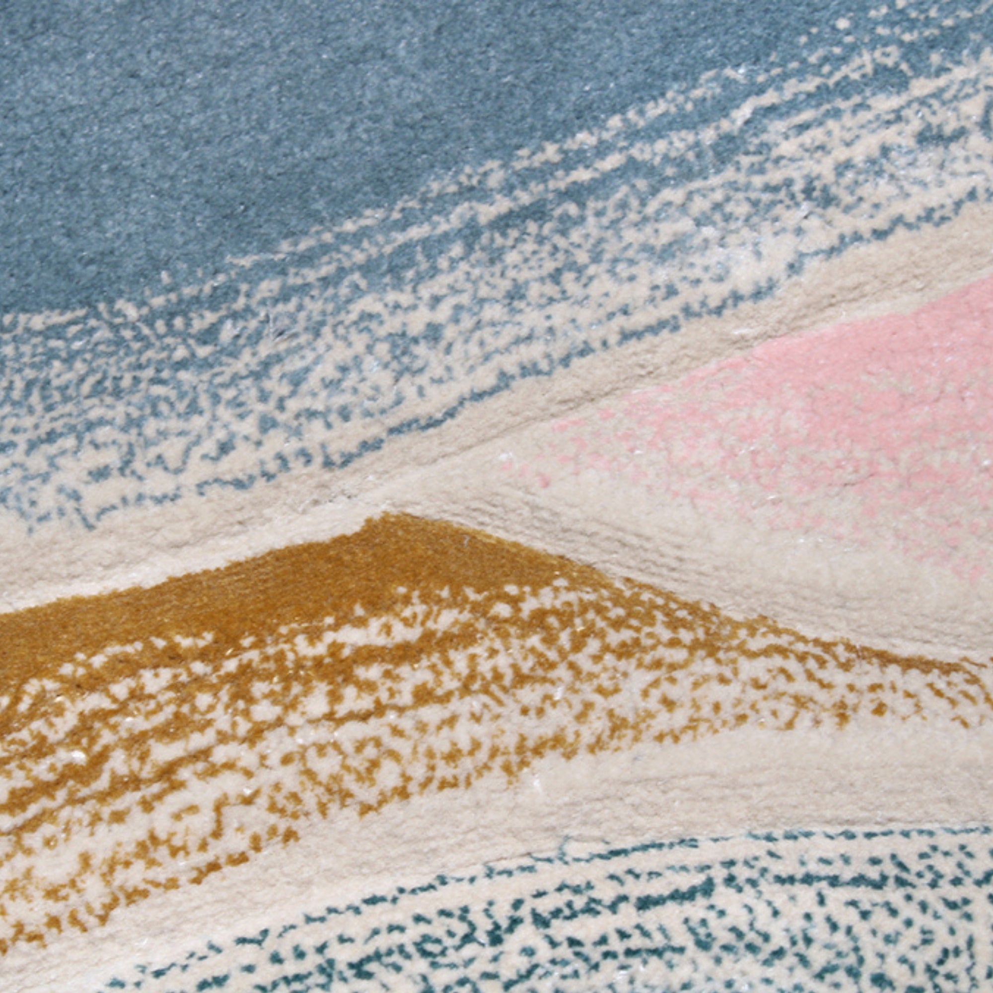 Handmade Wool Rug Tuft Weaving, Sustainable Contemporary Design Carpet, Blue Pink Layered Round Shapes, Irregular Shape, Custom Made On-Demand in Turkiye_ETUGENE_Lava-001-MX-Details