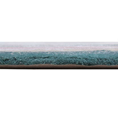 Handmade Wool Rug Tuft Weaving, Sustainable Contemporary Design Carpet, Blue Pink Layered Round Shapes, Irregular Shape, Custom Made On-Demand in Turkiye_ETUGENE_Lava-001-MX-Height