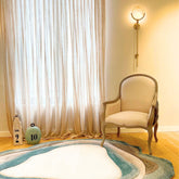 Handmade Wool Rug Tuft Weaving, Sustainable Contemporary Design Carpet, Blue Pink Layered Round Shapes, Irregular Shape, Custom Made On-Demand in Turkiye_ETUGENE_Lava-001-MX-Home1