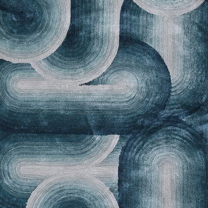 Handmade Wool Rug Tuft Weaving, Sustainable Contemporary Design Carpet, Blue Rounded Shapes, Irregular Shape, Custom Made On-Demand in Turkiye_ETUGENE_Geo-007-J-Design
