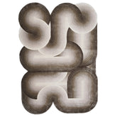 Handmade Wool Rug Tuft Weaving, Sustainable Contemporary Design Carpet, Brown Grey Rounded Shapes, Irregular Shape, Custom Made On-Demand in Turkiye_ETUGENE_Geo-007-H