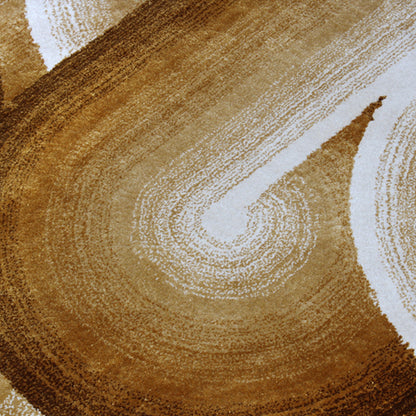 Handmade Wool Rug Tuft Weaving, Sustainable Contemporary Design Carpet, Brown Yellow Rounded Shapes, Irregular Shape, Custom Made On-Demand in Turkiye_ETUGENE_Geo-009-S-Motifs