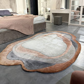 Handmade Wool Rug Tuft Weaving, Sustainable Contemporary Design Carpet, Coral Layered Round Shapes, Irregular Shape, Custom Made On-Demand in Turkiye_ETUGENE_Lava-001-GT-Home