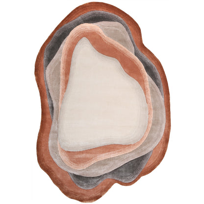 Handmade Wool Rug Tuft Weaving, Sustainable Contemporary Design Carpet, Coral Layered Round Shapes, Irregular Shape, Custom Made On-Demand in Turkiye_ETUGENE_Lava-001-GT