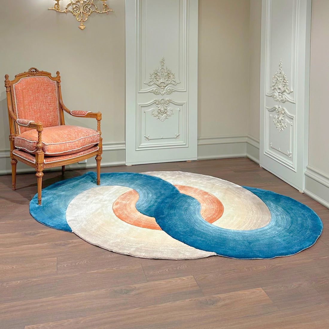 Handmade Wool Rug Tuft Weaving, Sustainable Contemporary Design Carpet, Four Bold Circles, Irregular Shape, Custom Made On-Demand in Turkiye_ETUGENE_Circle-008-M-Home