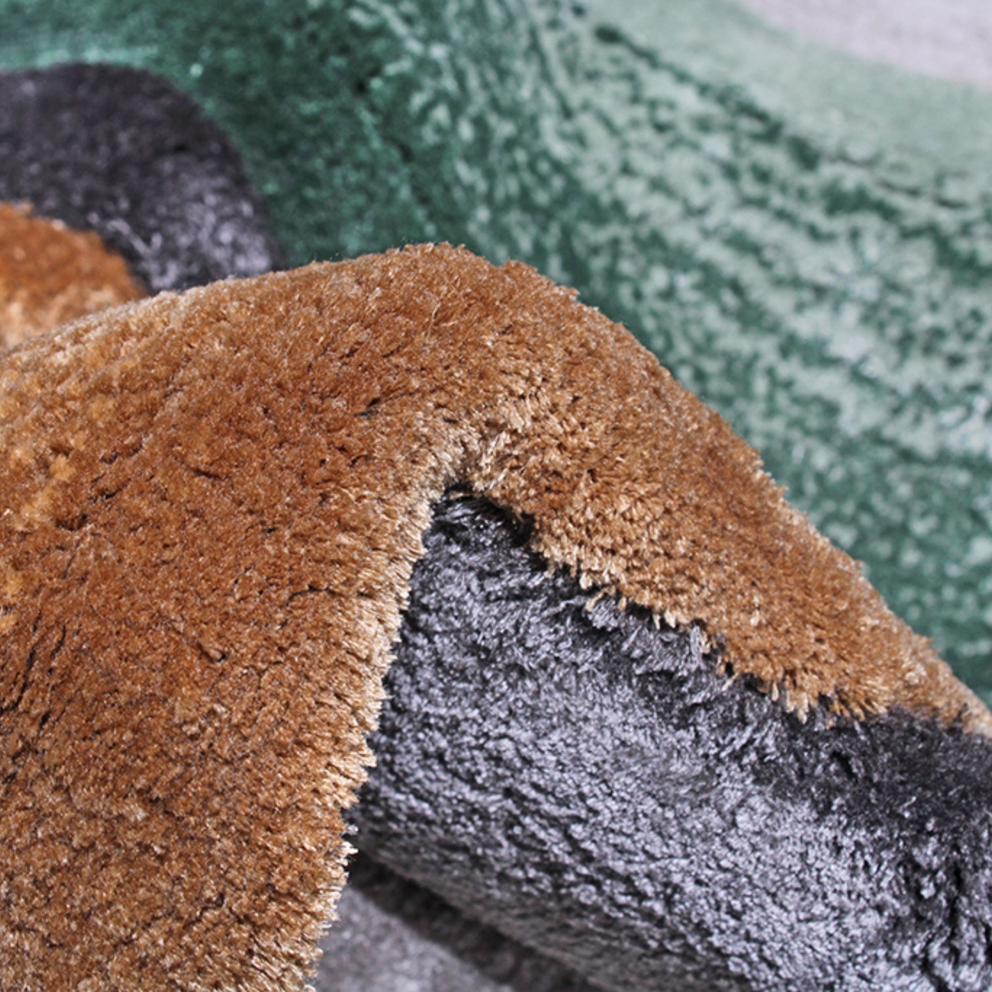 Handmade Wool Rug Tuft Weaving, Sustainable Contemporary Design Carpet, Green Gold Black Grey Colors, Irregular Shape, Custom Made On-Demand in Turkiye_ETUGENE_Cell-001-GR-Tuft