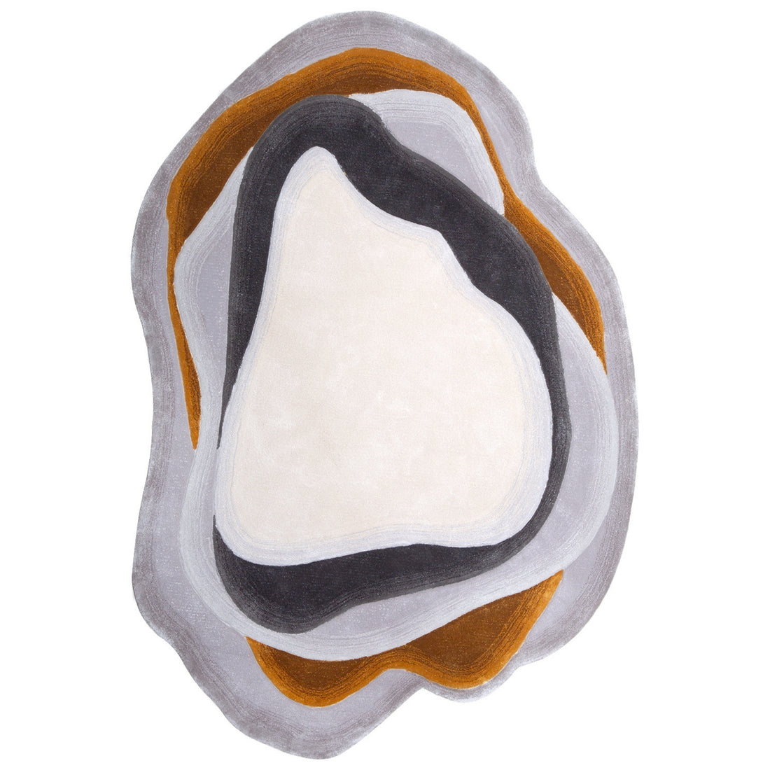 Handmade Wool Rug Tuft Weaving, Sustainable Contemporary Design Carpet, Layered Round Shapes, Irregular Shape, Custom Made On-Demand in Turkiye_ETUGENE_Lava-001-F