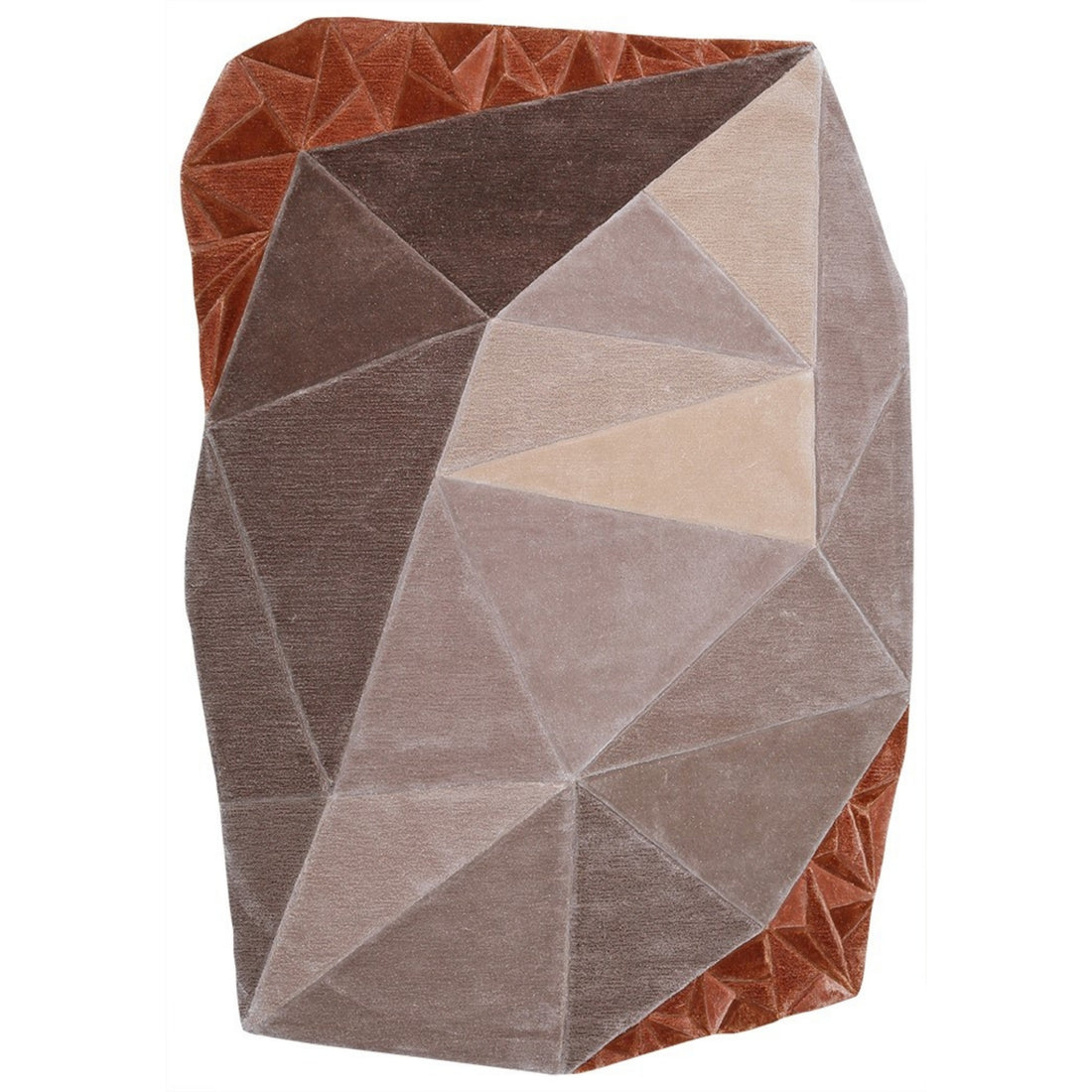 Handmade Wool Rug Tuft Weaving, Sustainable Contemporary Design Carpet, Luxury Triangles, Irregular Shape, Custom Made On-Demand in Turkiye_ETUGENE_Triple-003-K