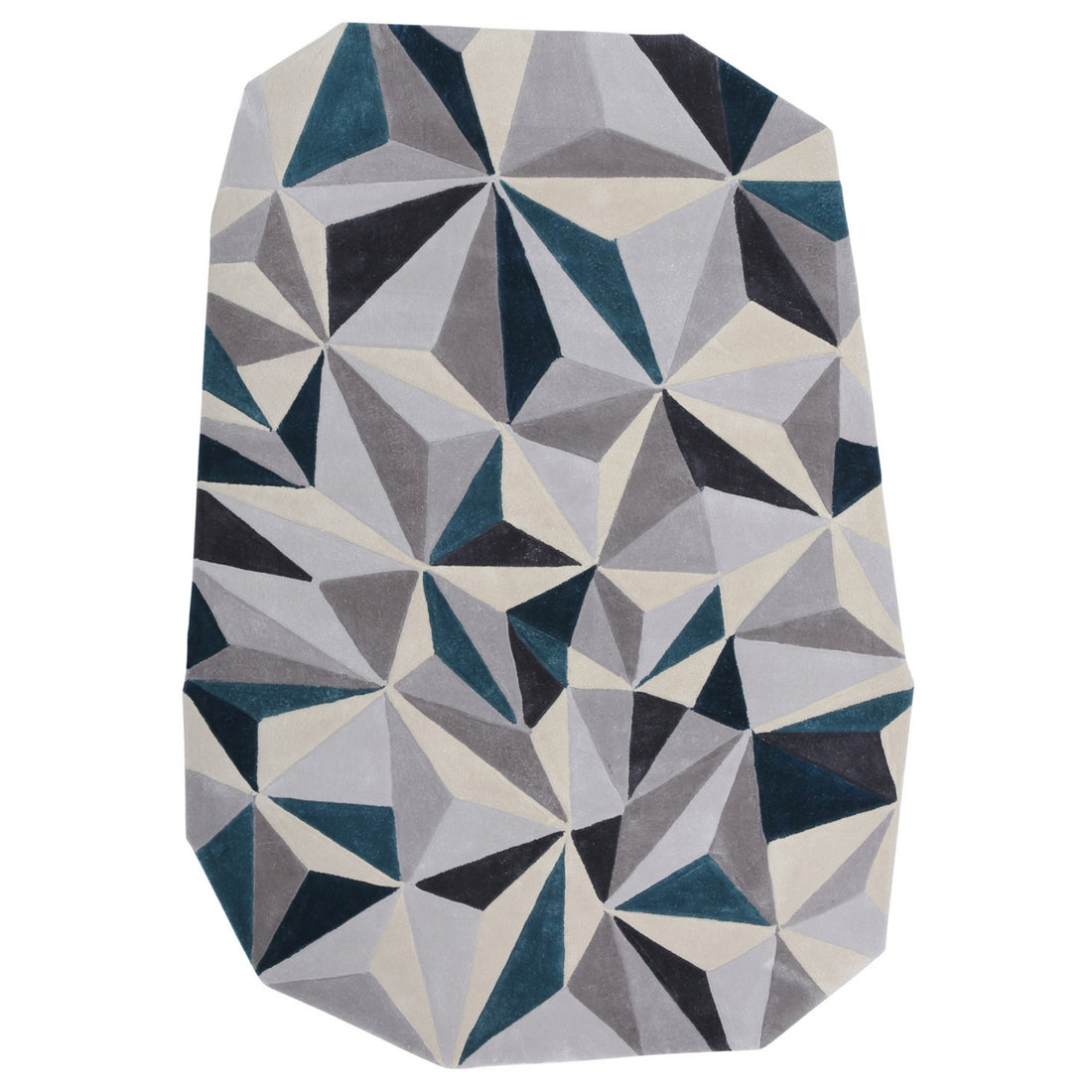 Handmade Wool Rug Tuft Weaving, Sustainable Contemporary Design Carpet, Luxury Triangles, Irregular Shape, Custom Made On-Demand in Turkiye_ETUGENE_Triple-004-J