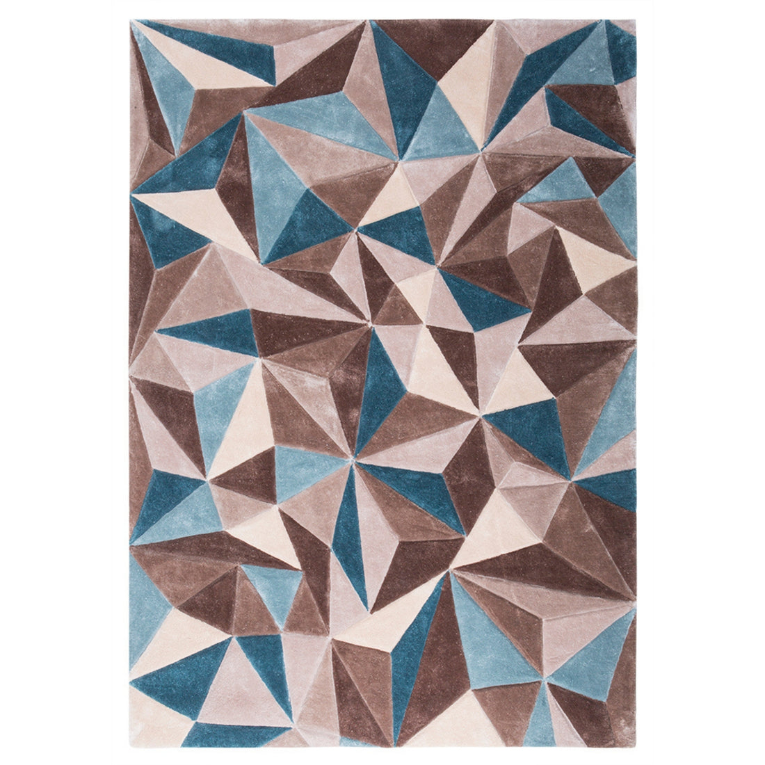 Handmade Wool Rug Tuft Weaving, Sustainable Contemporary Design Carpet, Luxury Triangles, Rectangular Shape, Custom Made On-Demand in Turkiye_ETUGENE_Triple-001-V