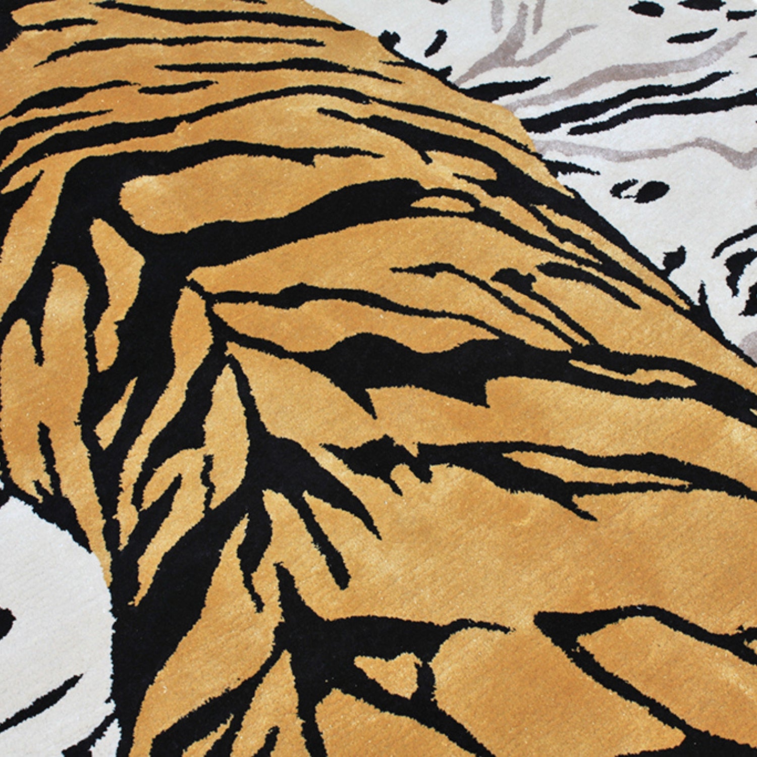 Handmade Wool Rug Tuft Weaving, Sustainable Contemporary Design Carpet, Majestic Tiger, Irregular Shape, Custom Made On-Demand in Turkiye_ETUGENE_Tiger-001-A-Design