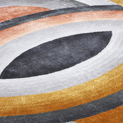 Handmade Wool Rug Tuft Weaving, Sustainable Contemporary Design Carpet, Orange, Black Grey Circles, Irregular Shape, Custom Made On-Demand in Turkiye_ETUGENE_Circle-002-U-Motifs