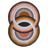 Handmade Wool Rug Tuft Weaving, Sustainable Contemporary Design Carpet, Orange, Black Grey Circles, Irregular Shape, Custom Made On-Demand in Turkiye_ETUGENE_Circle-002-U