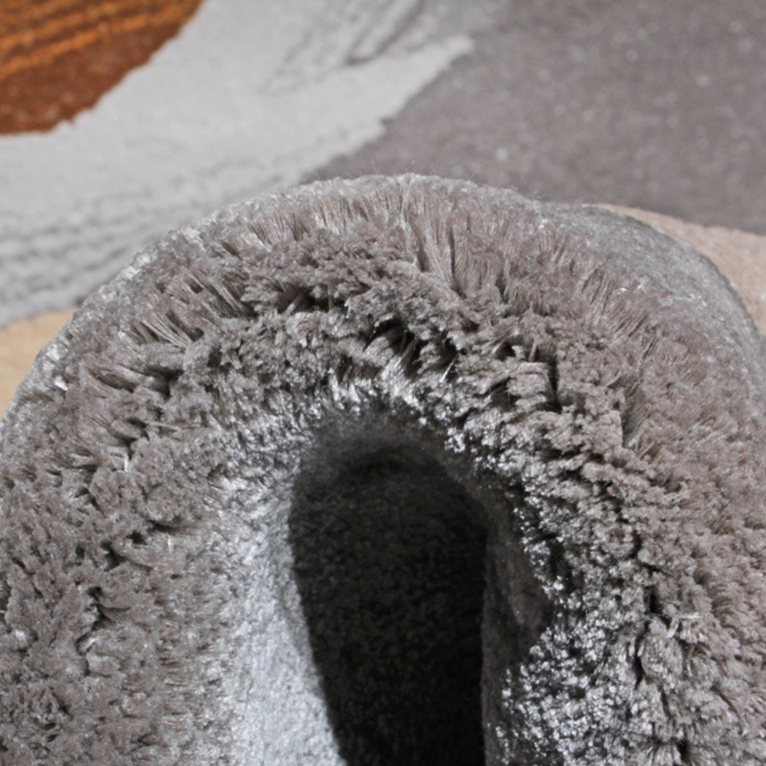 Handmade Wool Rug Tuft Weaving, Sustainable Contemporary Design Carpet, Orange Grey Colors, Irregular Shape, Custom Made On-Demand in Turkiye_ETUGENE_Circle-005-C-Tuft