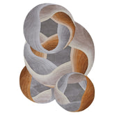 Handmade Wool Rug Tuft Weaving, Sustainable Contemporary Design Carpet, Orange Grey Colors, Irregular Shape, Custom Made On-Demand in Turkiye_ETUGENE_Circle-005-C
