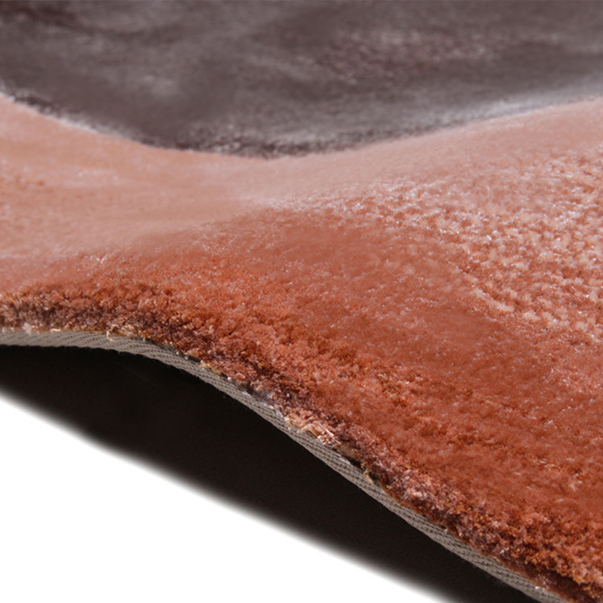 Handmade Wool Rug Tuft Weaving, Sustainable Contemporary Design Carpet, Salmon Orange Brown Beige Colors, Irregular Shape, Custom Made On-Demand in Turkiye_ETUGENE_Circle-005-NX-Border