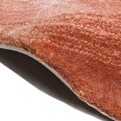 Handmade Wool Rug Tuft Weaving, Sustainable Contemporary Design Carpet, Salmon Orange Grey Blue Colors, Irregular Shape, Custom Made On-Demand in Turkiye_ETUGENE_Circle-005-N-Border