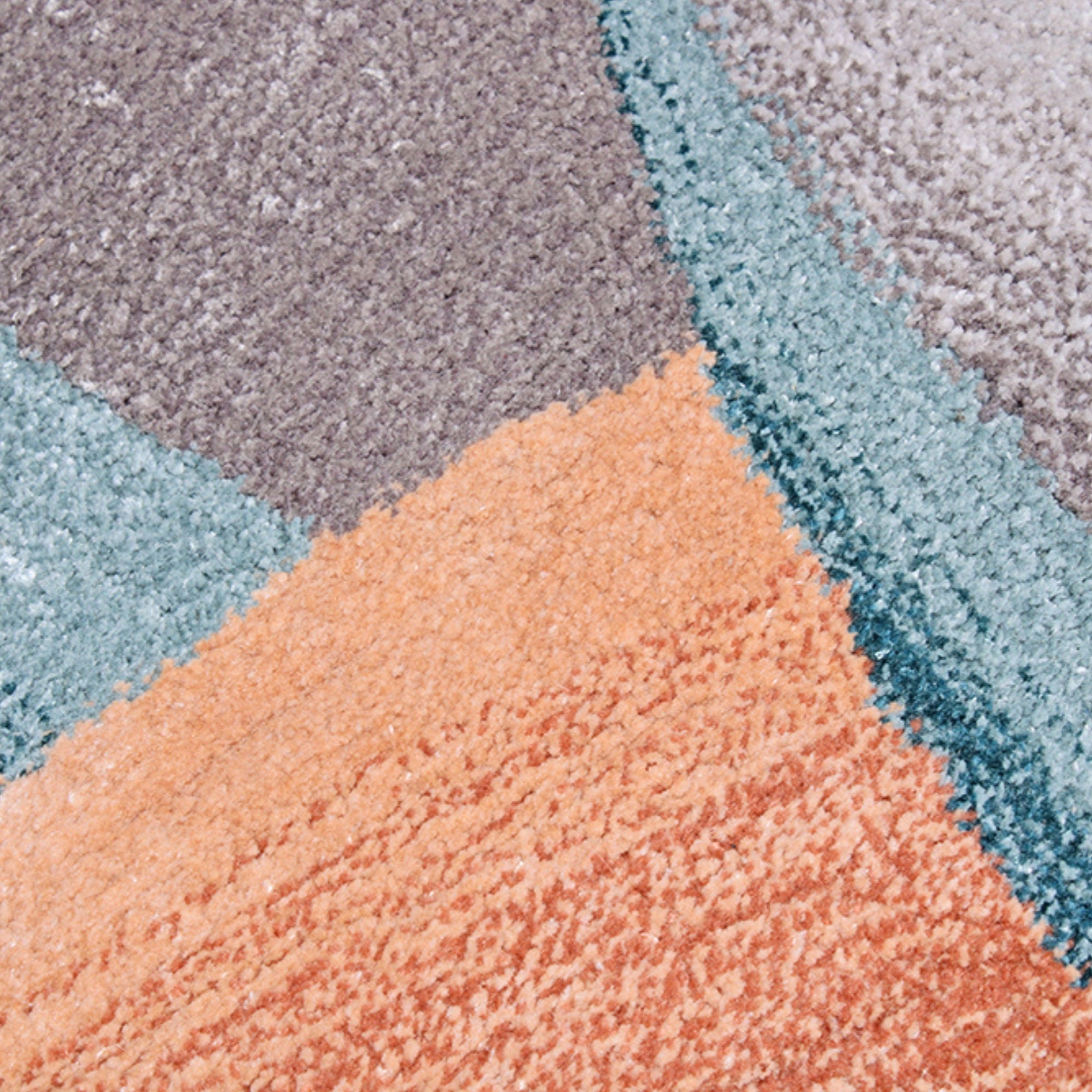 Handmade Wool Rug Tuft Weaving, Sustainable Contemporary Design Carpet, Salmon Orange Grey Blue Colors, Irregular Shape, Custom Made On-Demand in Turkiye_ETUGENE_Circle-005-N-Designs