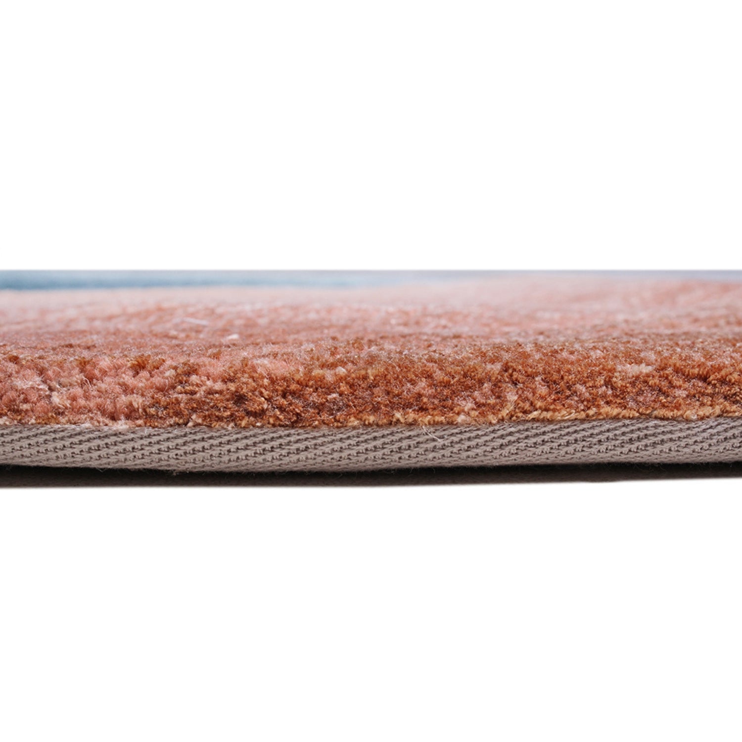 Handmade Wool Rug Tuft Weaving, Sustainable Contemporary Design Carpet, Salmon Orange Grey Blue Colors, Irregular Shape, Custom Made On-Demand in Turkiye_ETUGENE_Circle-005-N-Height