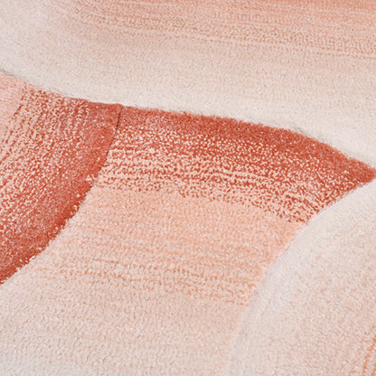 Handmade Wool Rug Tuft Weaving, Sustainable Contemporary Design Carpet, Salmon Rounded Shapes, Irregular Shape, Custom Made On-Demand in Turkiye_ETUGENE_Geo-007-D-Details