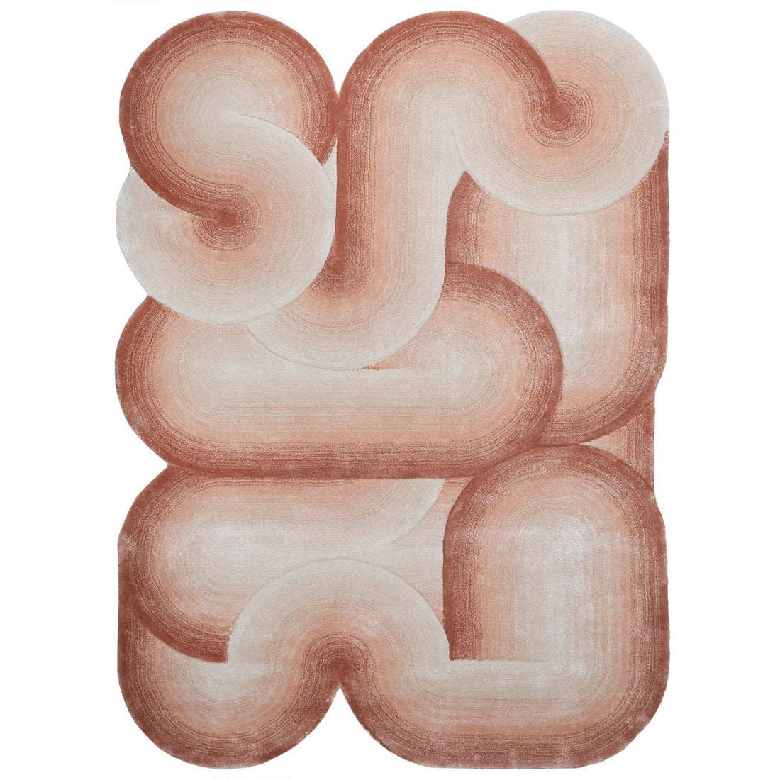 Handmade Wool Rug Tuft Weaving, Sustainable Contemporary Design Carpet, Salmon Rounded Shapes, Irregular Shape, Custom Made On-Demand in Turkiye_ETUGENE_Geo-007-D