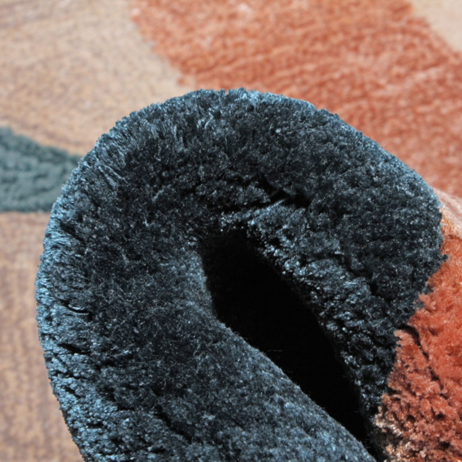 Handmade Wool Rug Tuft Weaving, Sustainable Contemporary Design Carpet, Six Blue Orange Brown Circles, Irregular Shape, Custom Made On-Demand in Turkiye_ETUGENE_Circle-006-N-Tuft