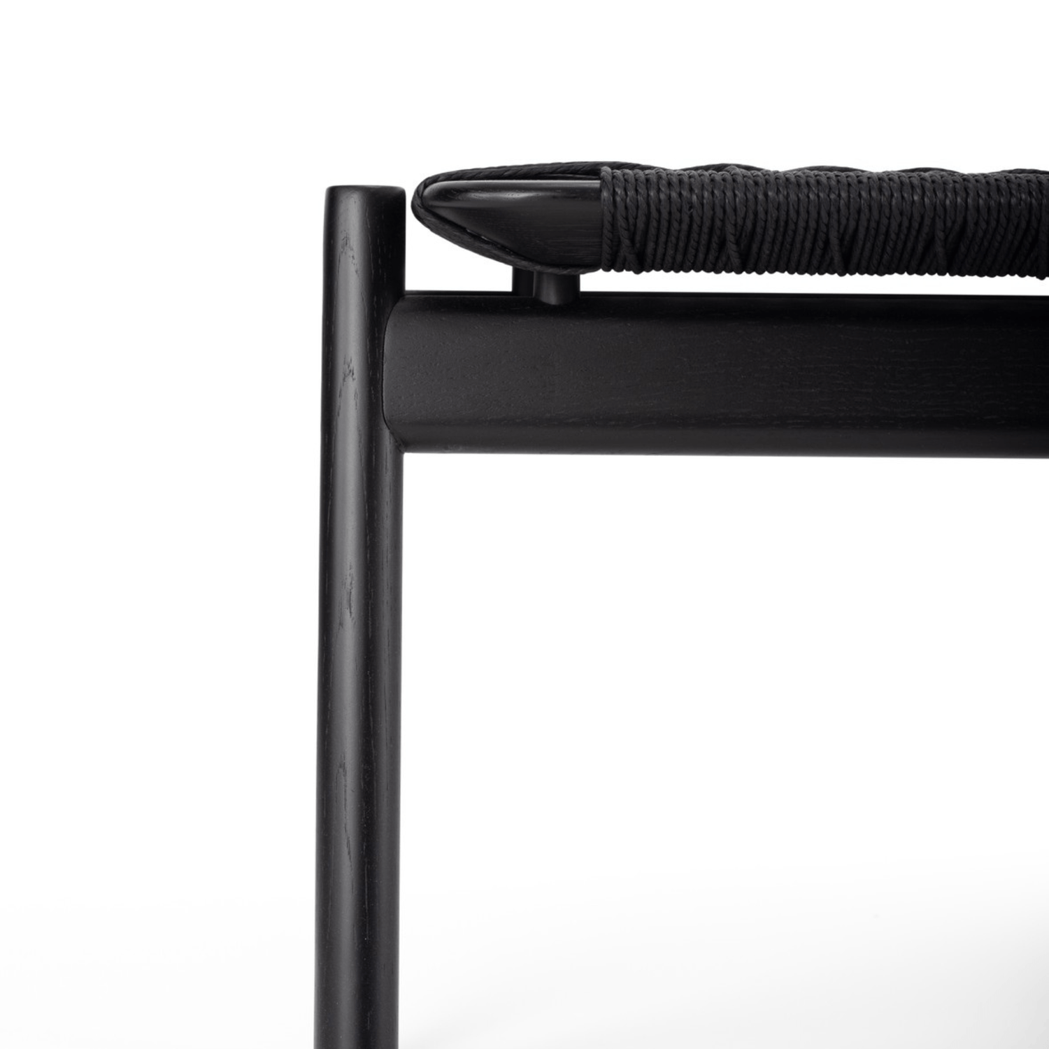 Bench "Klupa" – Solid Black Laquered Oak Bench with Black Paper Cord Seat - 120cm – Home Furniture