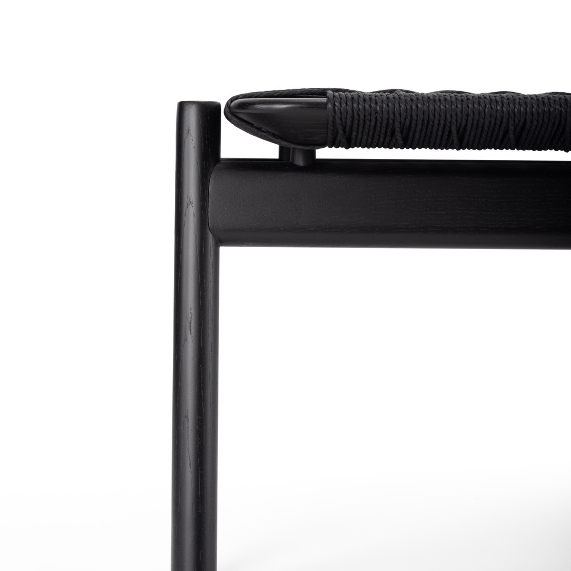 Bench "Klupa" – Solid Black Laquered Oak Bench with Black Paper Cord Seat - 120cm – Home Furniture