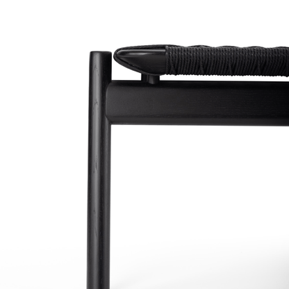 Bench "Klupa" – Solid Black Laquered Oak Bench with Black Paper Cord Seat - 120cm – Home Furniture
