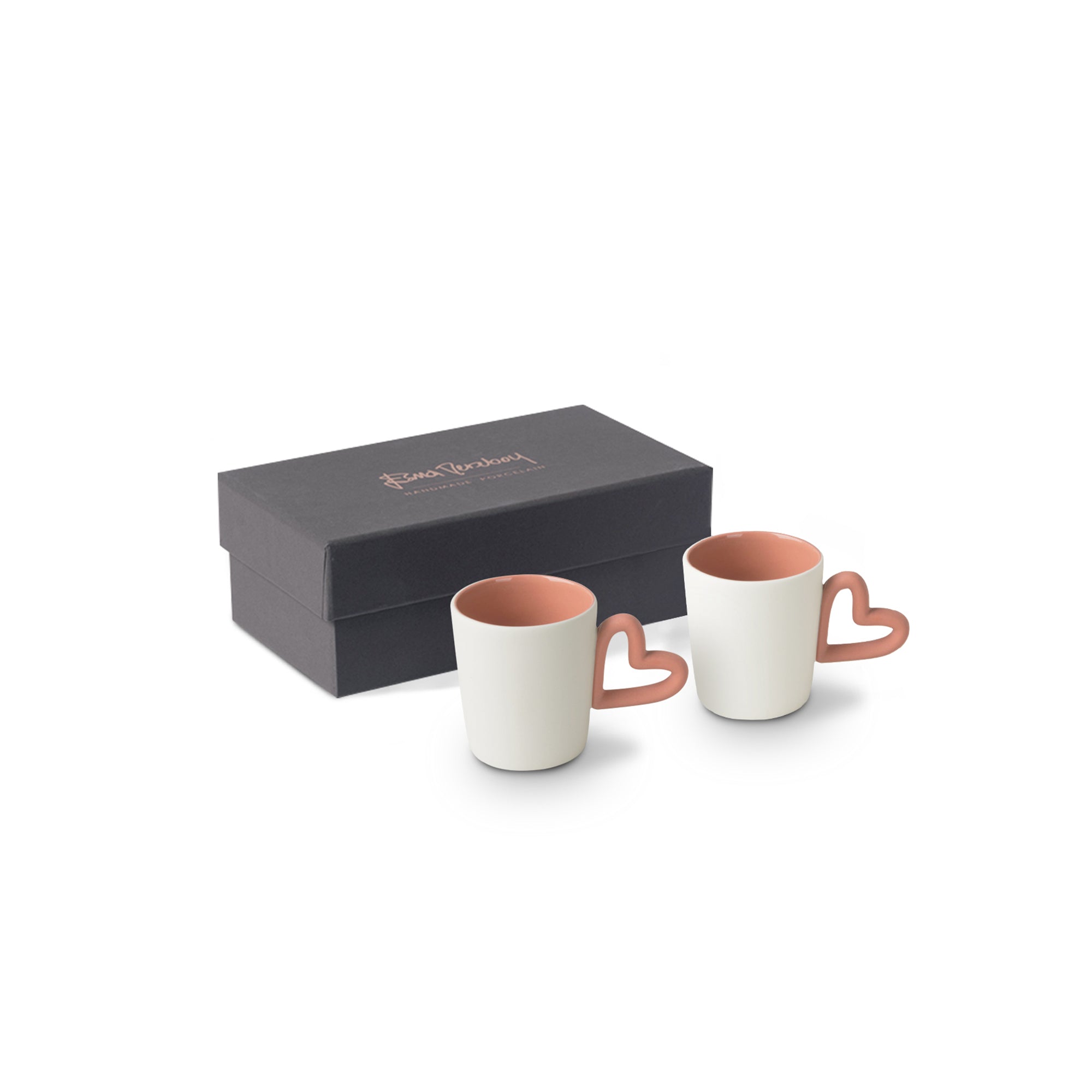 Love-Harmony-Espresso-Cup-Set-Of-2-Ivory-Coral-Porcelain-Handmade-ETUGENE