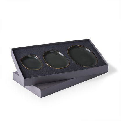 Pebble-Plate-Set-Of-3-Black-Gold-Porcelain-Handmade-ETUGENE