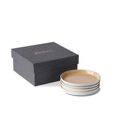 Round-Plate-Set-Of-4-Ivory-Straw-Porcelain-Handmade-ETUGENE