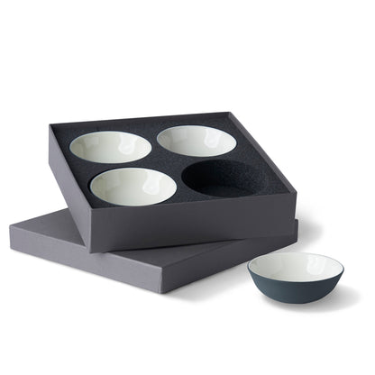 Round-Small-Bowl-Set-Of-4-Black-Ivory-Porcelain-Handmade-ETUGENE