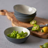 Round-Small-Bowl-Set-Of-4-Black-Ivory-Porcelain-Handmade-Lifestyle-ETUGENE