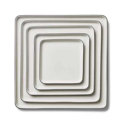 Square-Plate-Dinner-Set-5-Pieces-Black-Ivory-Porcelain-Handmade-ETUGENE