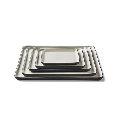 Square-Plate-Dinner-Set-5-Pieces-Black-Ivory-Porcelain-Handmade-View-ETUGENE