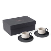 Tube-Espresso-Cup-Wit-Saucer-Set-Of-2Black-Ivory-Porcelain-Handmade-ETUGENE