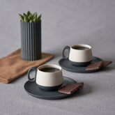 Tube-Espresso-Cup-Wit-Saucer-Set-Of-2Black-Ivory-Porcelain-Handmade-Lifestyle-ETUGENE