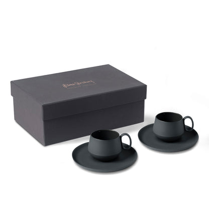 Tube-Espresso-Cup-Wit-Saucer-Set-Of-2Black-Porcelain-Handmade-ETUGENE